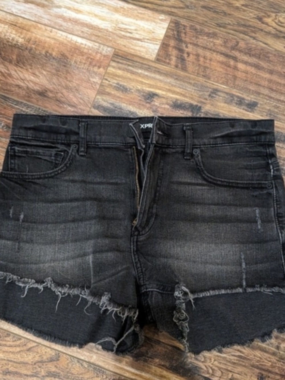 Express Black Distressed Boyfriend Denim Shorts